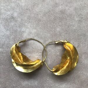 Fair Trade Africa Handmade Gold Twisted Hoop Earrings Gorgeous Artisan